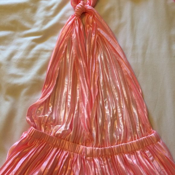 Pink Silky Sexy Jumpsuit Halter Tie Neck Small - Picture 3 of 5